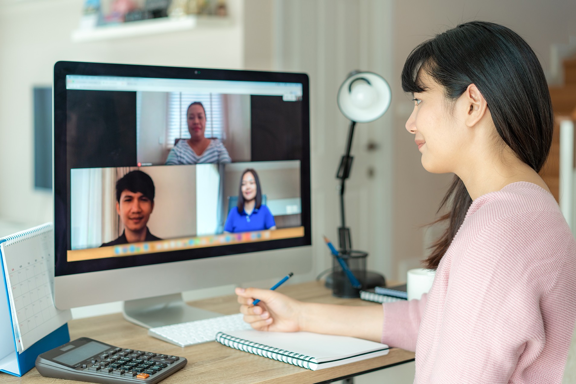 people in a virtual meeting