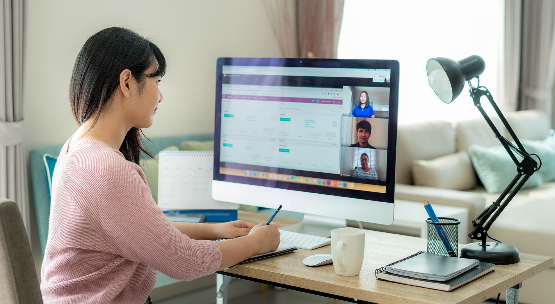 Woman working on a computer