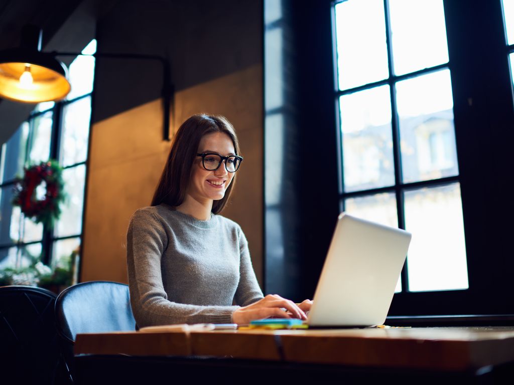 Transcription Company woman employee typing